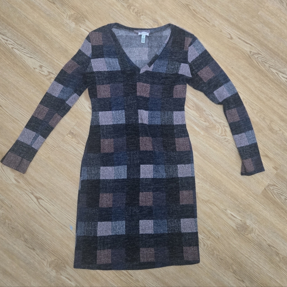 Nordstrom Susina Plaid Long Sleeve Dress - Black and Brown